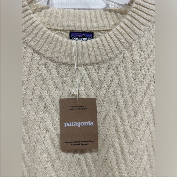 Patagonia Women's L Large Recycled Wool-Blend Crewneck Sweater Natural NWT Cozy - Picture 6 of 9